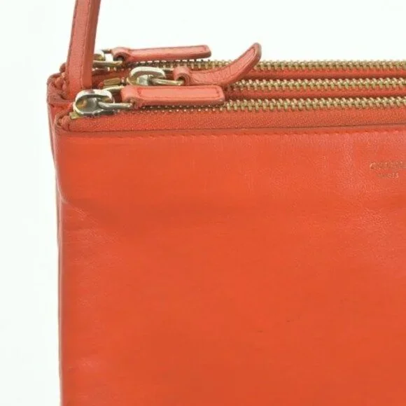 Celine Shoulder Bag Leather Orange